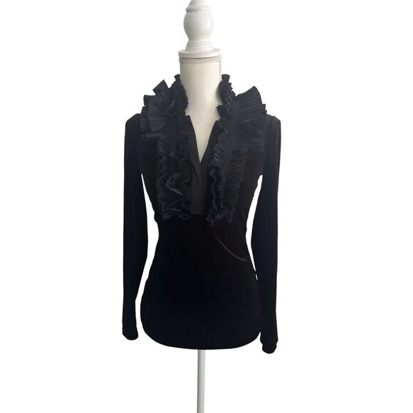 BCBGMaxAzria Black Ruffled Blouse - Picture 7 of 8